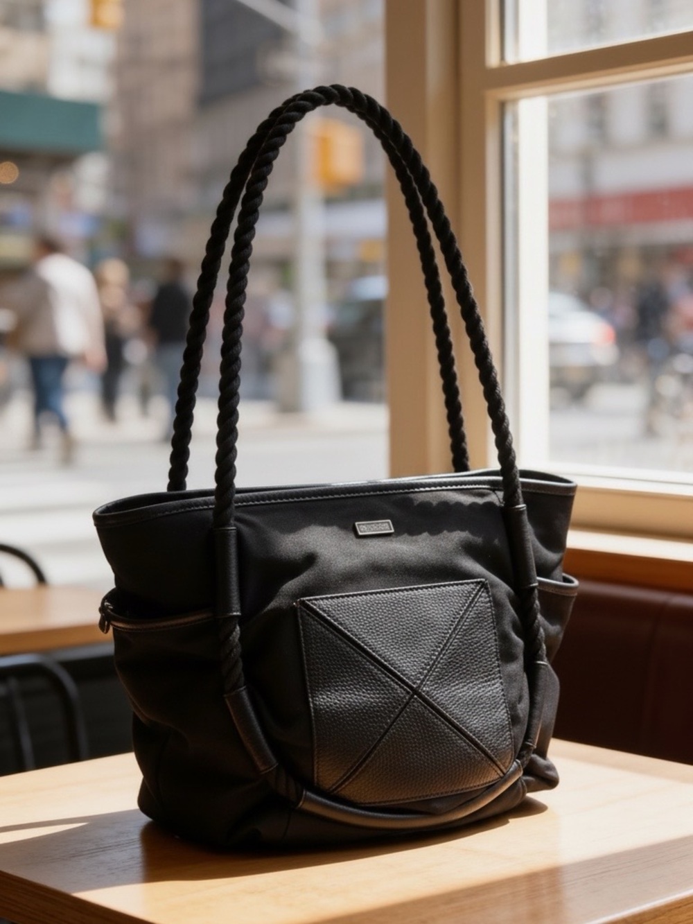 Roxy Black canvas and leather Rope-Handled Tote